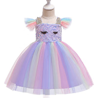 Earrings with ears, beads, ruffled sleeves, rainbow skirt