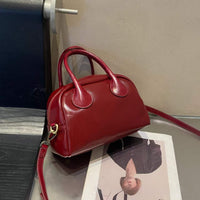 Versatile Genuine Leather Exquisite Hand-held Crossbody Mini Small Bowling Bag