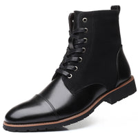 Men's pointed warm martin boots with velvet top boots