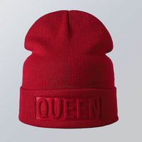 Solid color embossed knitted hat