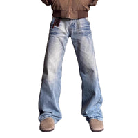 Mens Retro Washed Bleached And Distressed Lightning-Stripe Bamboo-Grain Pants