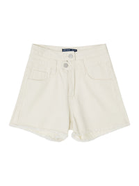Women's All-match Beige Fringe Denim Shorts
