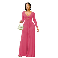 Women's Solid Color Fashion Long Sleeve Jumpsuit