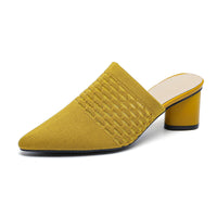 Pointed Toe Toe Cap Sandals Chunky Heel High Heels