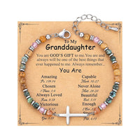 Beaded Stainless Steel Cross Womens Bracelet