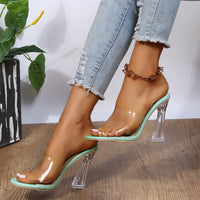 Transparent Mid-heel Crystal Toe High Heel Slippers