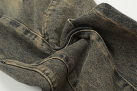 Men's Patchwork Irregular Skinny Jeans Washed