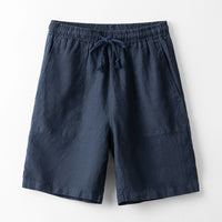 Summer Japanese Linen Men's Shorts Casual Beach Straight Short Pants