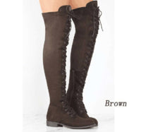 Flat bottom over the knee boots Martin boots round head large size women's shoes