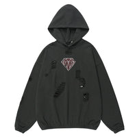 Letter Crack Printed Hooded Men's Sweater