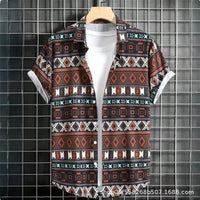 Men's Retro Short Sleeve Casual Loose Shirt