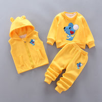 Three-piece cartoon bear with velvet thickening