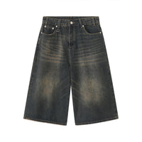 Women's American-style Retro Loose Cropped Denim Wide-leg Pants