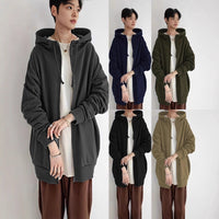 New Personality Street Sweater Zipper Hooded Long