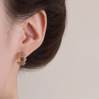 Maillard Coffee-Brown C-Shaped Irregular Dripped-Glaze Earrings