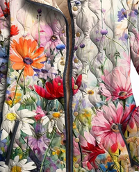 Women's Fashion Tuck Cotton Digital Printing Coat