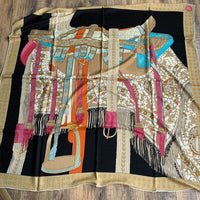 Vintage printed silk cashmere scarf shawl