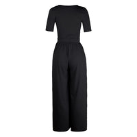 Round neck short sleeve long jumpsuit