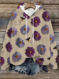 Printed Casual Street-Style Loose-Fit Women's Hoodie