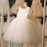 Korean children's dress skirt girls gold lace applique dress