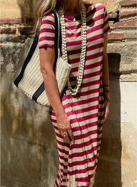 Women's Short-Sleeve Pocket Casual Long Dress