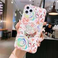 Laser colorful flower language bracket phone case