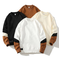 Loose Color Matching Round Neck Long Sleeve Casual Top