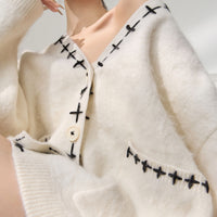 Women's Loose Casual White Cardigan Jacket