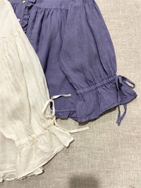 Japanese Style Artistic Linen Wooden Ear Loose Princess Sleeves Shirt