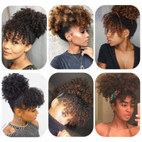 Curly Puff Ponytail Bangs Hair Piece Bun Clip