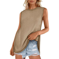 European And American Style Women Summer Vest Round Neck Sweater Casual Sleeveless Knitted Fashion