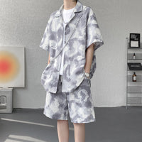 American-style Retro Tie-Dye Short-Sleeve Shirt Sports Suit For Men