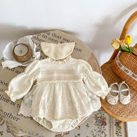 Autumn Infant Baby Girl Waffle Lace Small Skirt Long-sleeve Jumpsuit