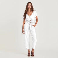 Single-breasted wild nine-point jumpsuit