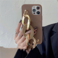 Retro Temperament Brown Buckle Chain Phone Case