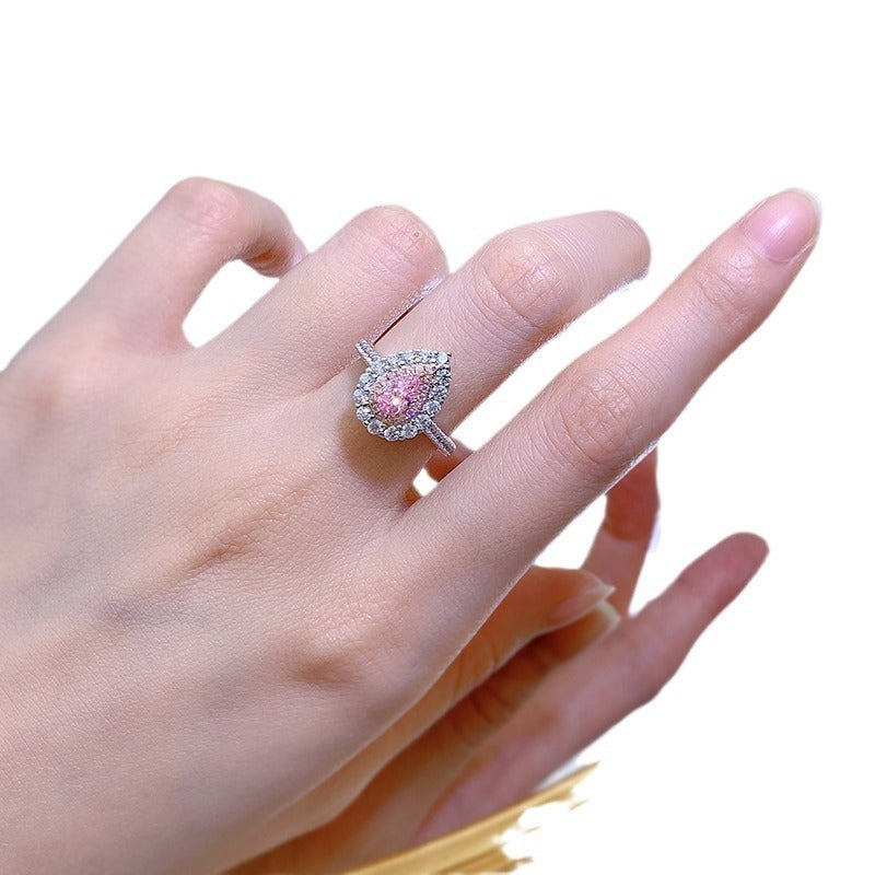 925 Sterling Silver High Carbon Diamond Pink Diamond Pear-shaped 4 7mm Water Drop Color Separation