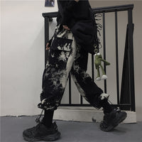 Tie-dye beam-leg loose slacks