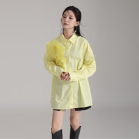 Design Sense Niche Pleated Three-dimensional Flower Long Sleeve Shirt Skirt