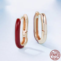 Original Geometric Angela Red Ear Clip Romantic Elegant S925 Sterling Silver