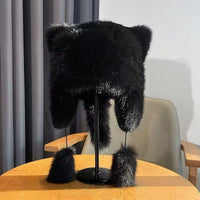 Women's Winter Faux Fur Raccoon Hat