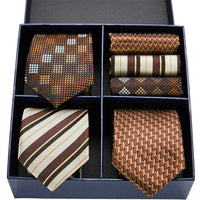 Fashion business striped tie square scarf combo set