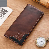 Captain Niu Oil-Waxed Leather Retro First-Layer Cowhide Bifold Large-Capacity Mens Wallet