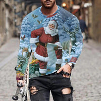 Christmas Series Printed Stylish Temperament Long Sleeves Top