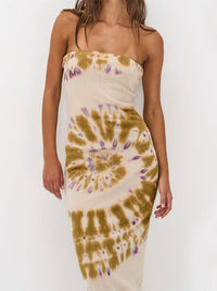 Sleeveless Off-shoulder Halterneck Sexy Backless Printed Dress