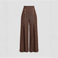 Spring Summer Chic Commuter High-Waisted Versatile Plaid Striped Retro Pants