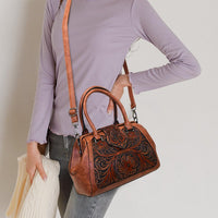 Handmade Carved One-shoulder Women's Leather Bag