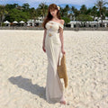 Island Resort Off-Shoulder Elegant Gown Fishtail Maxi Dress