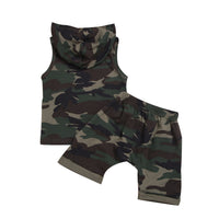 Boy Hooded Sleeveless Camouflage Suit
