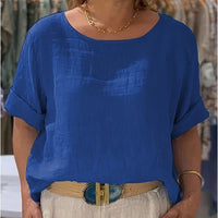 Summer New Women's Solid Color Polyester Buttons Shirt