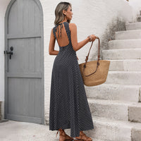 Retro Sleeveless Backless Polka Dot Dress